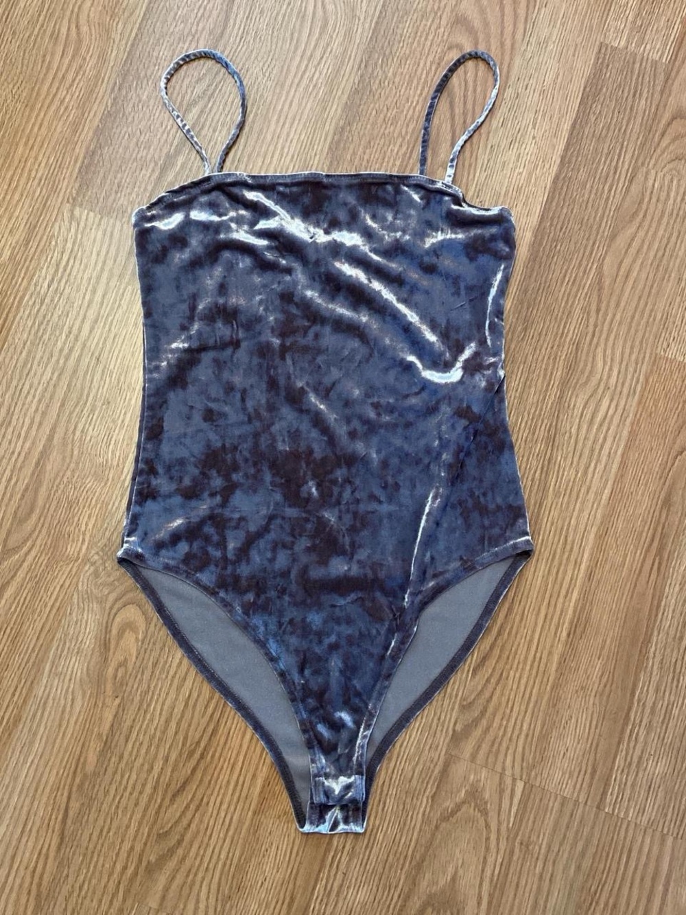 Velvet Spaghetti-Strap Bodysuit